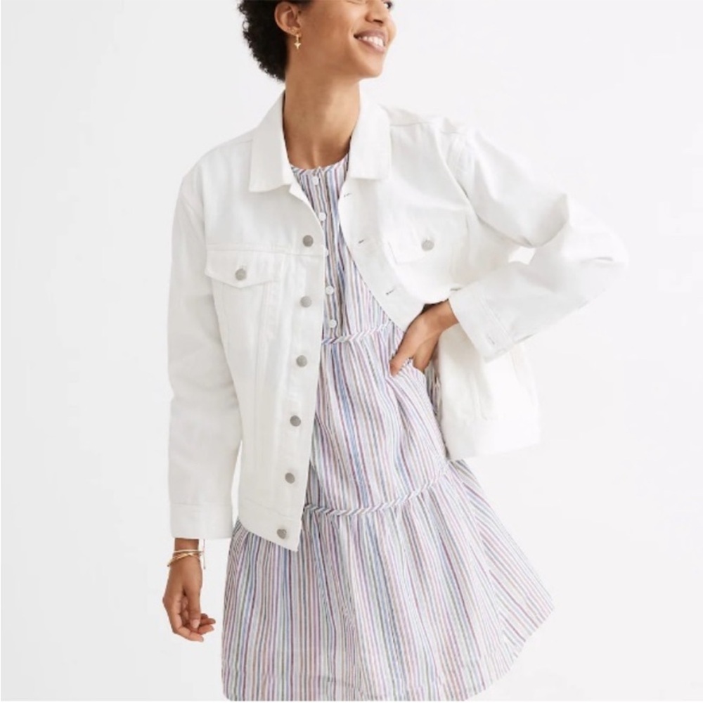 Madewell Oversized Trucker White Denim Jean Jacket